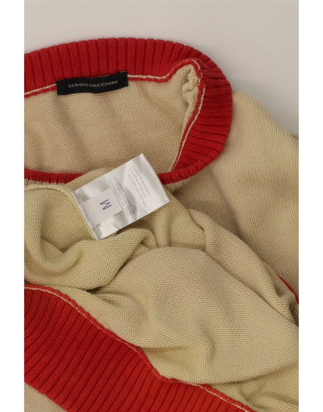 Męski sweter z okrągłym dekoltem Sergio Tacchini, średnio beżowy, bawełniany