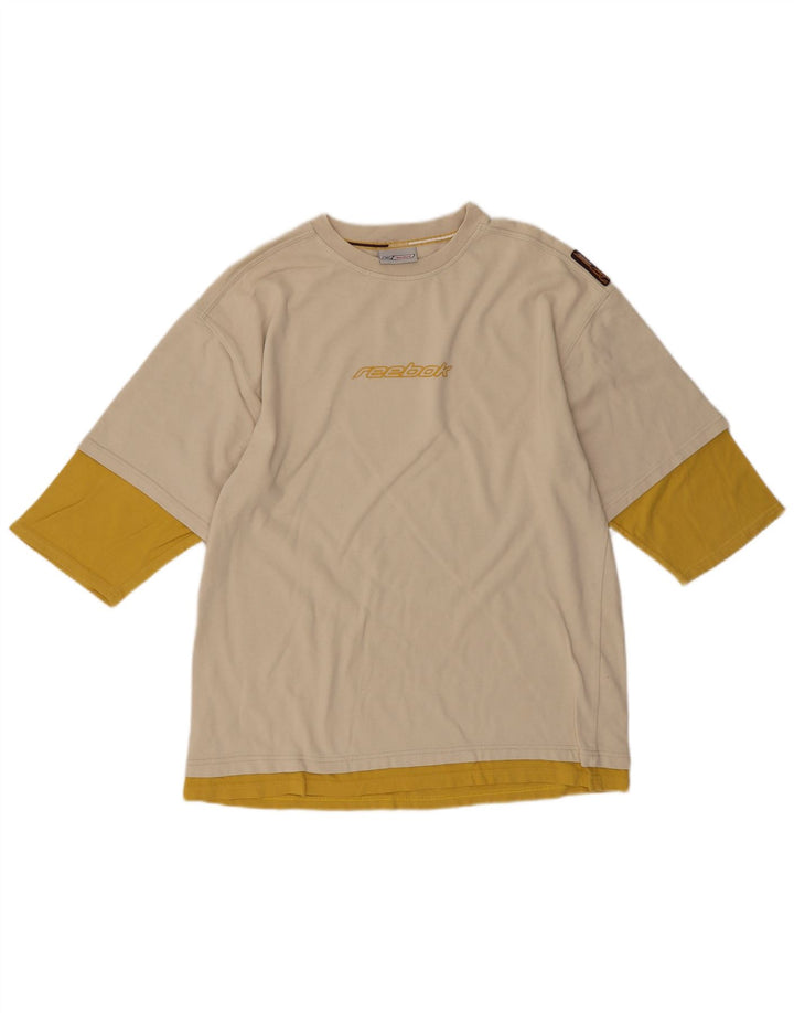 Męska koszulka z grafiką REEBOK Top w kolorze średniego beżu