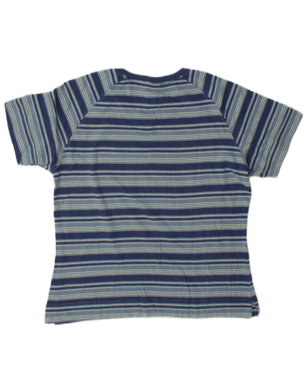 Damska koszulka Adidas Crop Graphic Top UK 12, bawełniana w średnie niebieskie paski