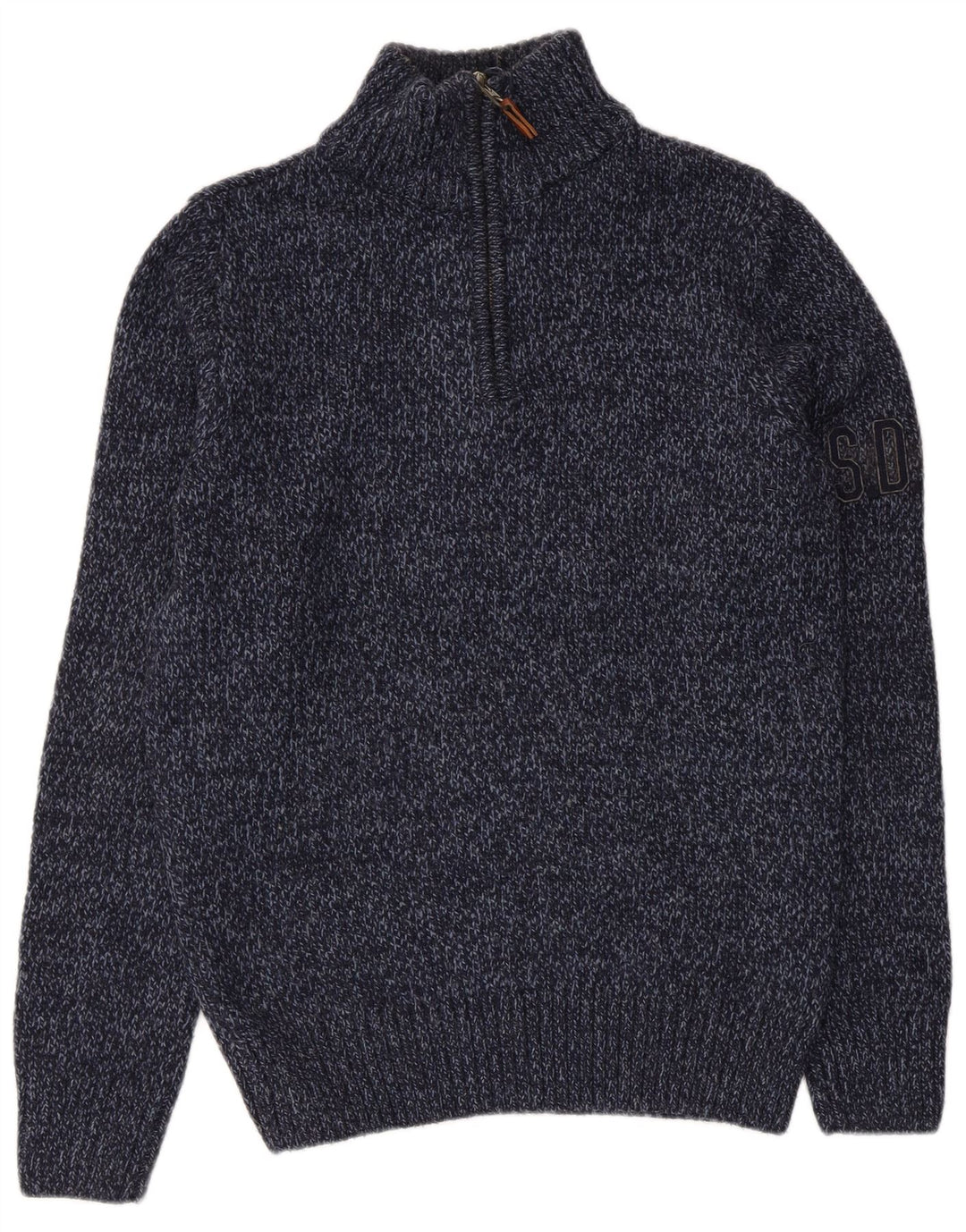 Damski sweter z zamkiem Superdry UK 14, średni granatowy, nakrapiany
