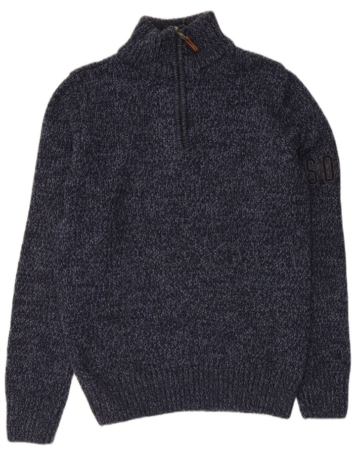 Damski sweter z zamkiem Superdry UK 14, średni granatowy, nakrapiany