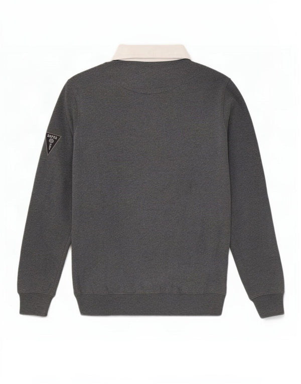 Męski sweter Superdry z golfem, mały, szary, z blokami kolorów, bawełniany