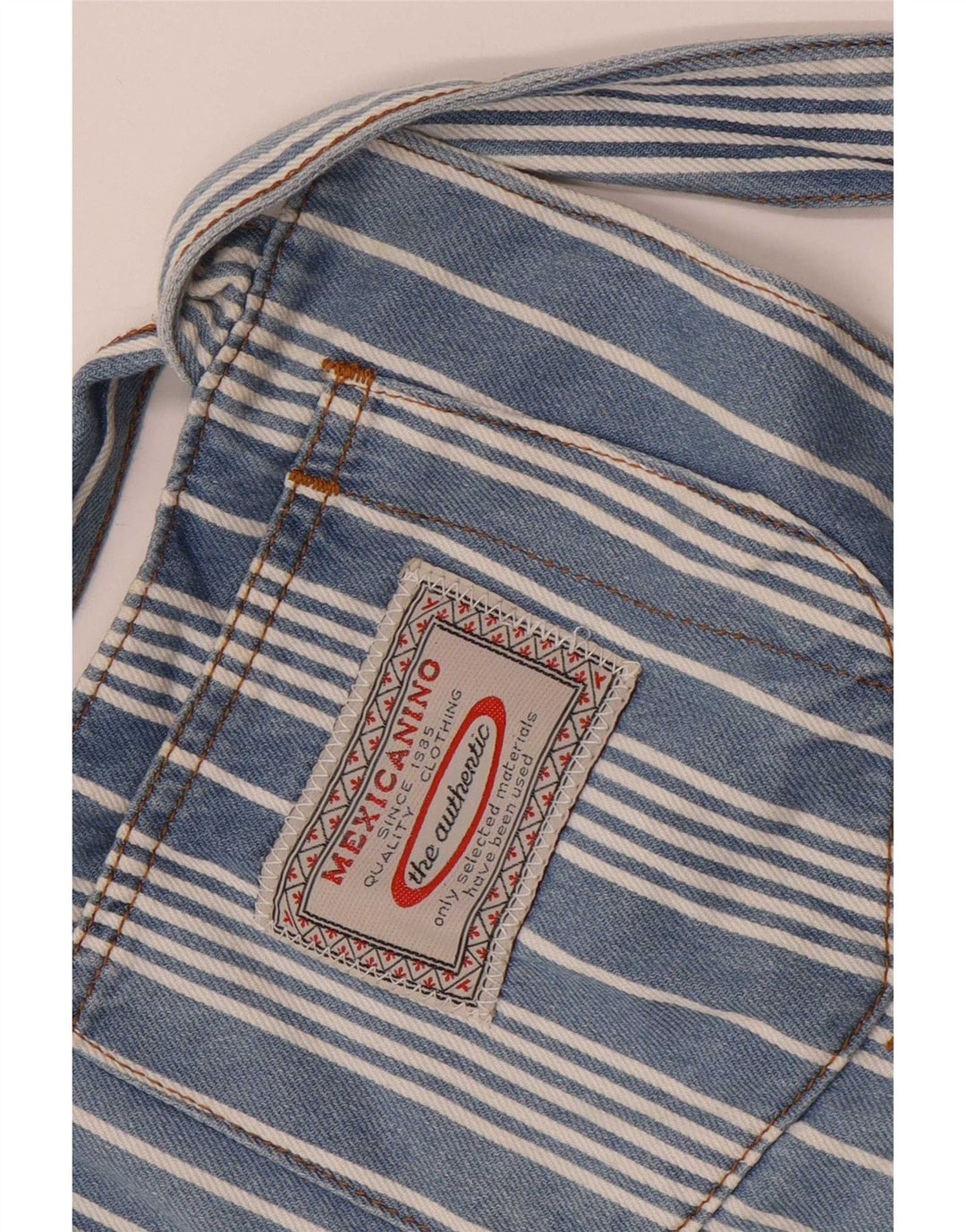 Vintage damskie spodenki ogrodniczki W28 średnie niebieskie paski