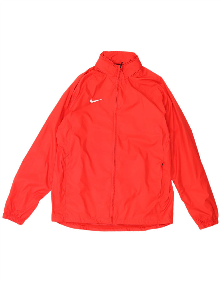 Męska kurtka przeciwdeszczowa z kapturem Nike UK 40, duża, czerwona nylonowa