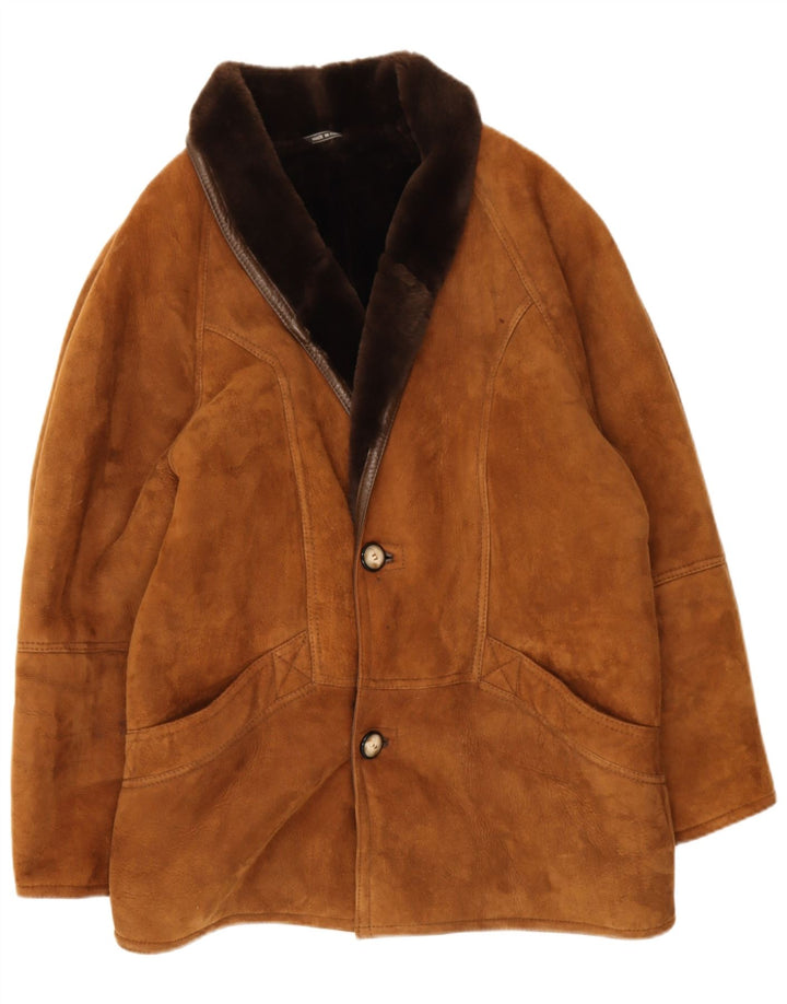 Vintage męska kurtka shearling IT 48 średni brąz