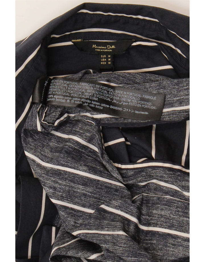 MASSIMO DUTTI Damski sweter rozpinany UK 14, średni, granatowy, bawełniany w paski