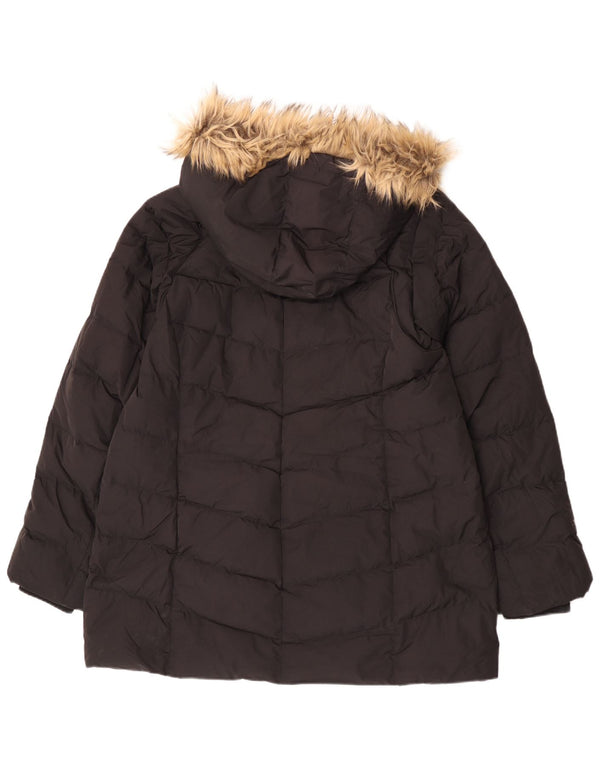 Damski ocieplany płaszcz z kapturem Mountain Warehouse UK 18 XL, czarny poliester