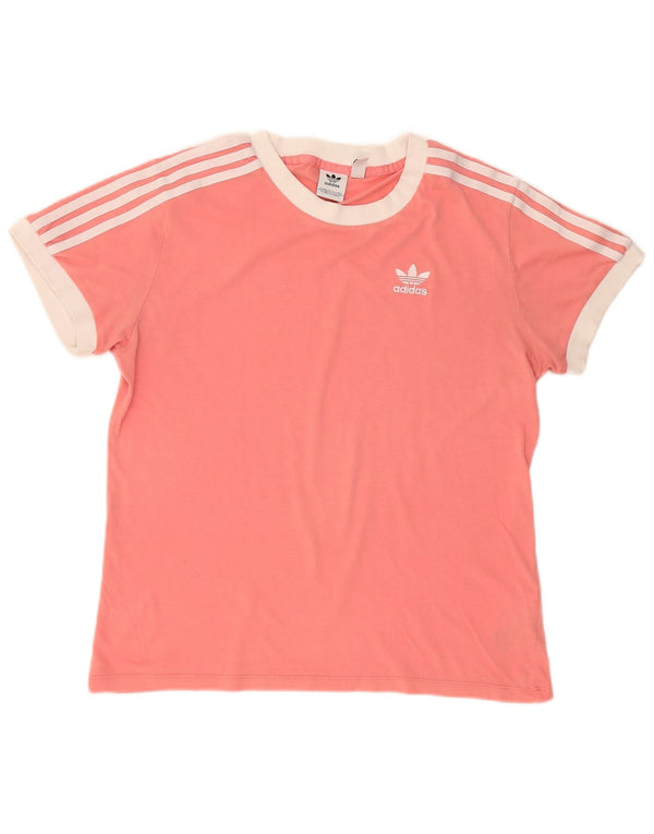 Damska koszulka oversize Adidas Top UK 6 XS Różowa bawełna z blokami kolorów
