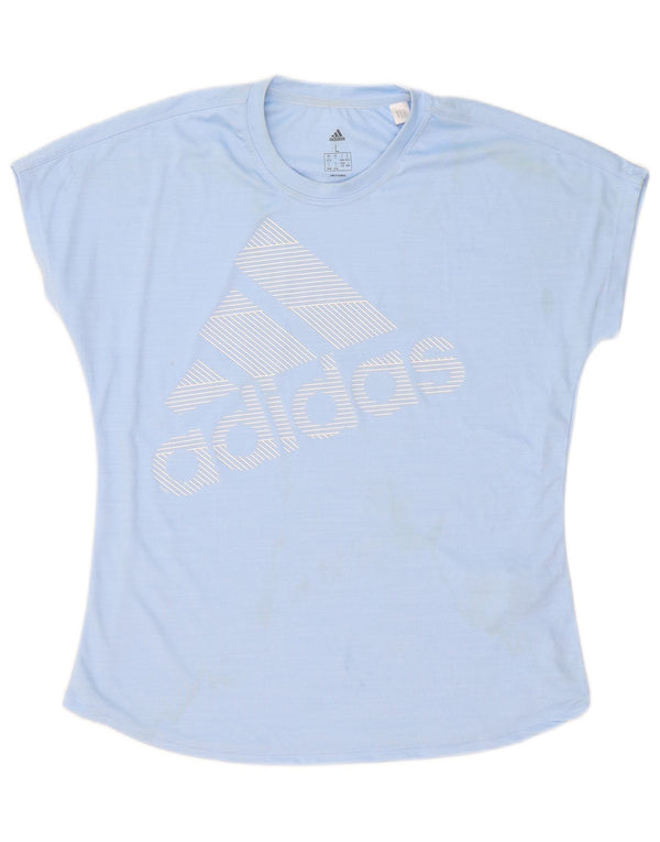 Damska koszulka z grafiką Adidas Top UK 16/18 Duży niebieski poliester