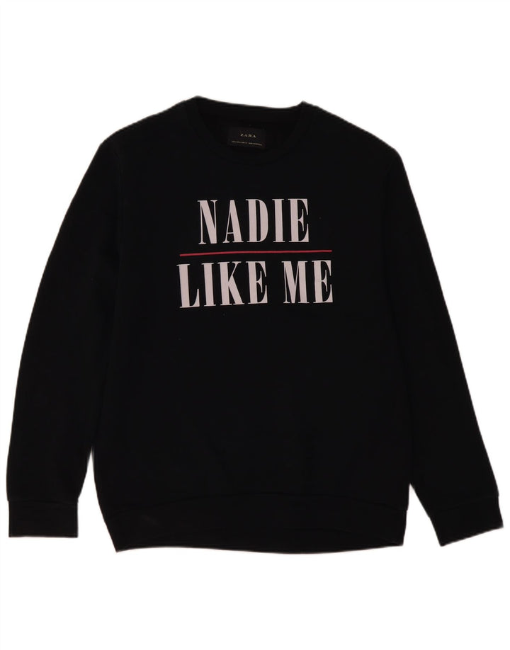 Męski sweter z grafiką Zara, duży, czarny