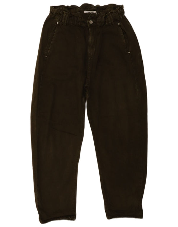 Damskie jeansy o luźnym kroju z wysokim stanem i przyciętymi kieszeniami Zara EU 40 Medium W30 L25 Khaki