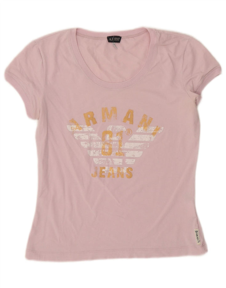 Damska koszulka z grafiką Armani Jeans Top IT 42 Średnioróżowa bawełna