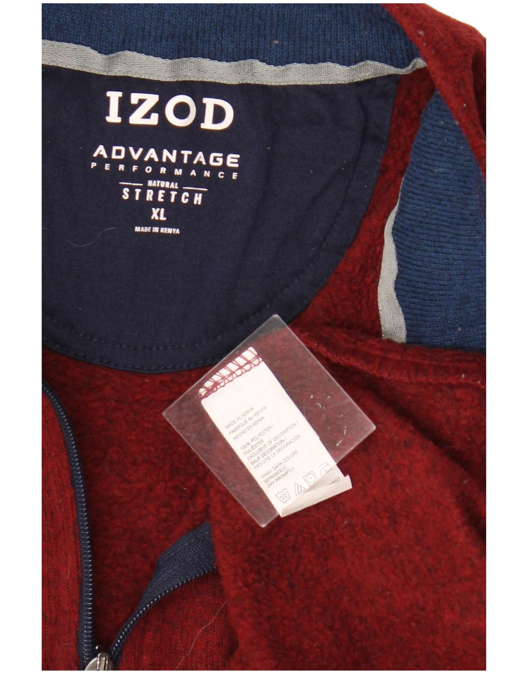 Izod Męski sweter z zamkiem błyskawicznym XL, czerwony, nakrapiany poliester