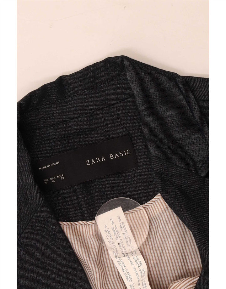 Damska marynarka Zara zapinana na 1 guzik UK 18 XL, granatowa, bawełniana