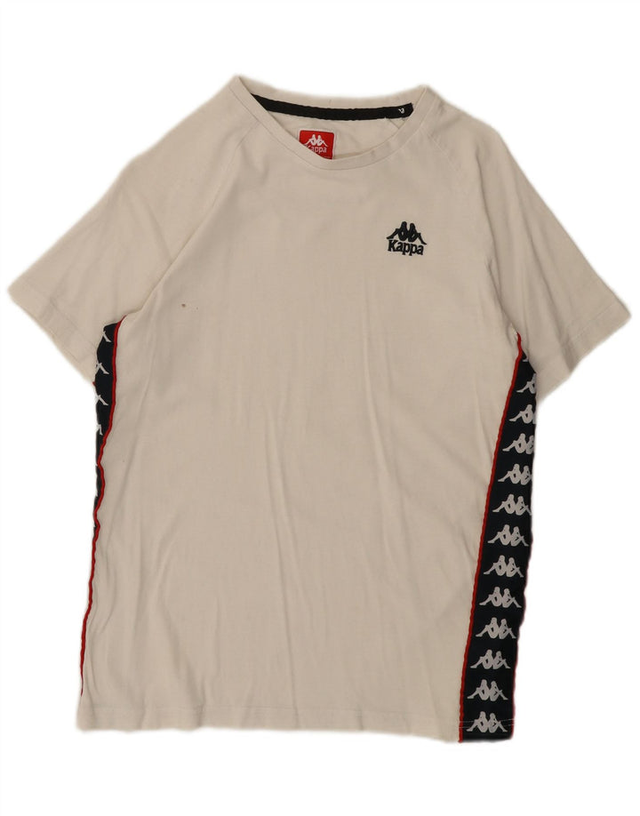 Męski T-shirt z grafiką Kappa, mały, złamanej bieli, bawełniany