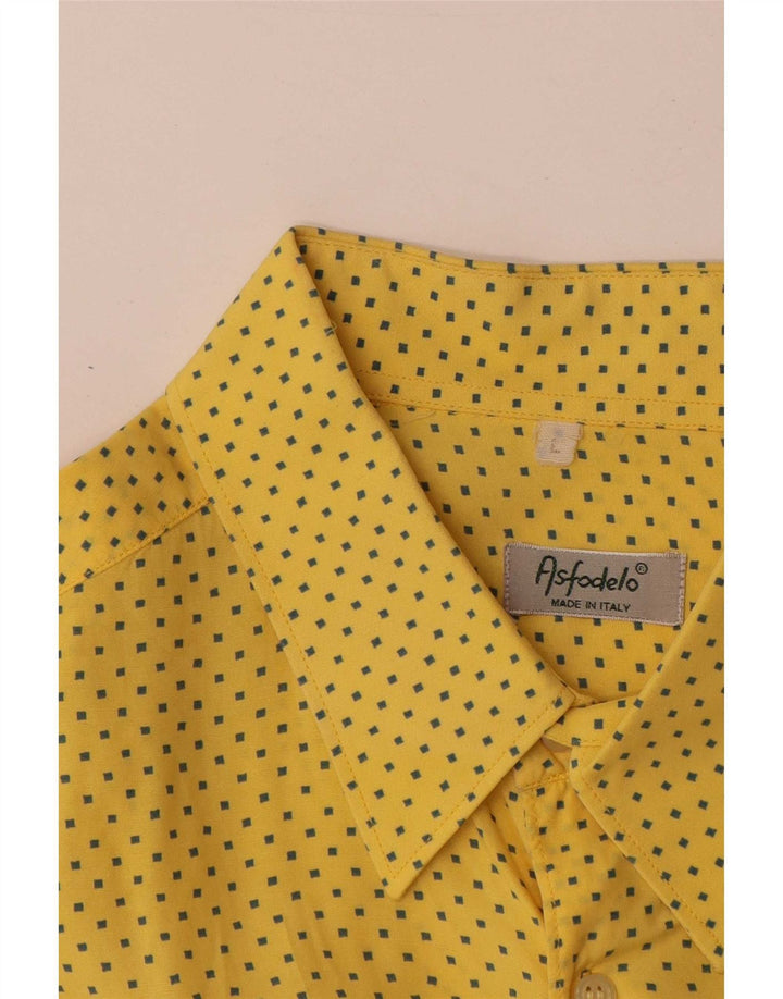 Koszula męska z krótkim rękawem w stylu vintage, duża, żółta wiskoza w cętki