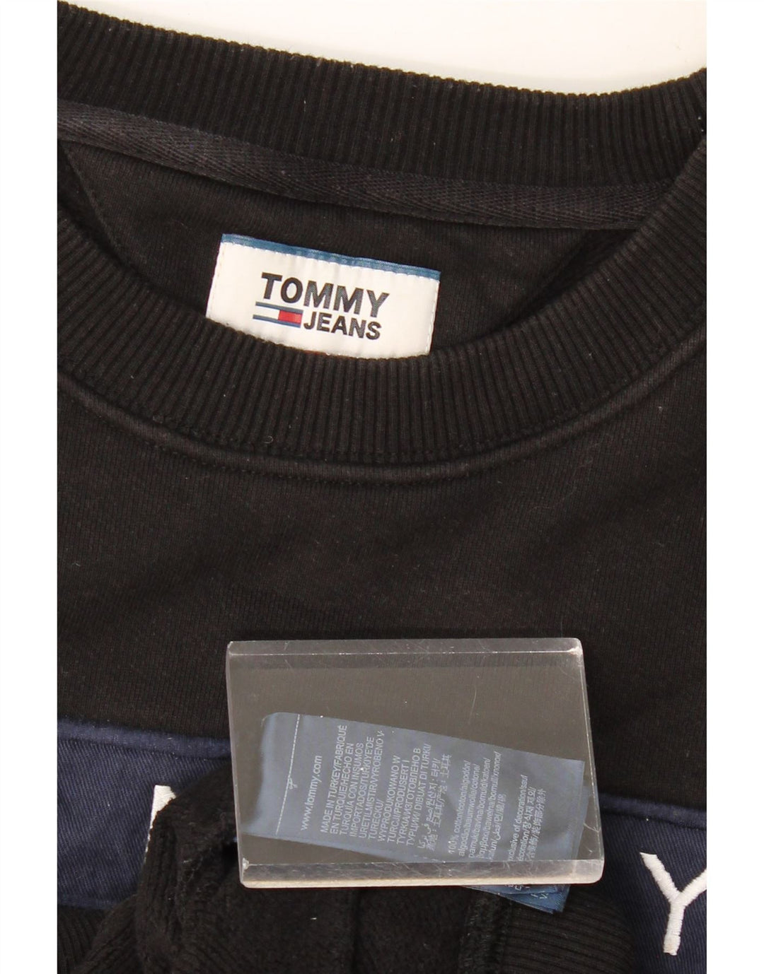 Męska bluza z grafiką TOMMY HILFIGER, duża, czarna, bawełniana