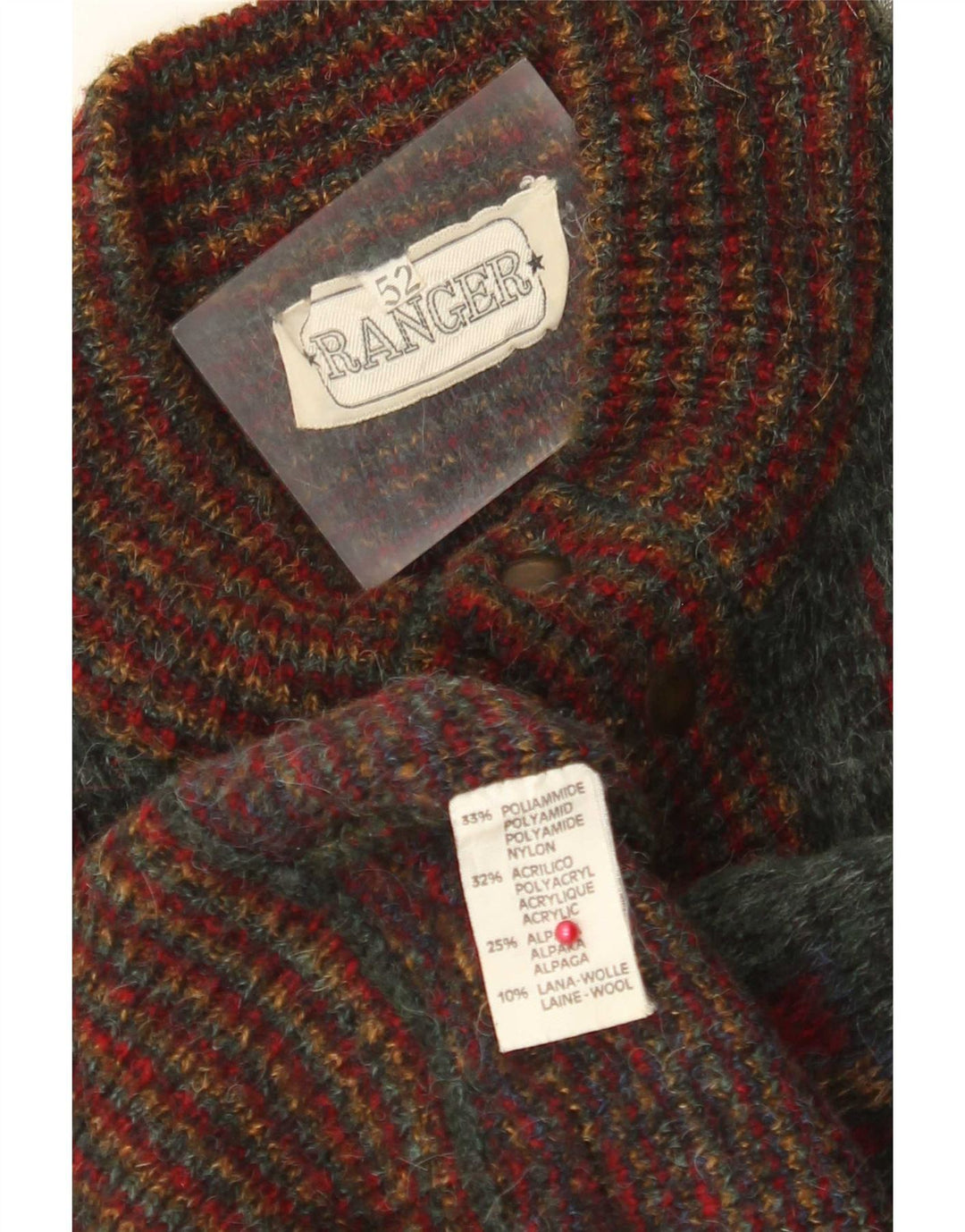 Męski sweter rozpinany Ranger w abstrakcyjny wzór IT 52, duży, zielony poliamid