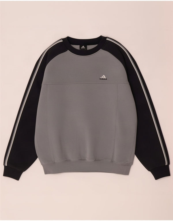 Bluza męska Adidas Jumper UK 40/42 Średnia szara bawełna z blokami kolorów