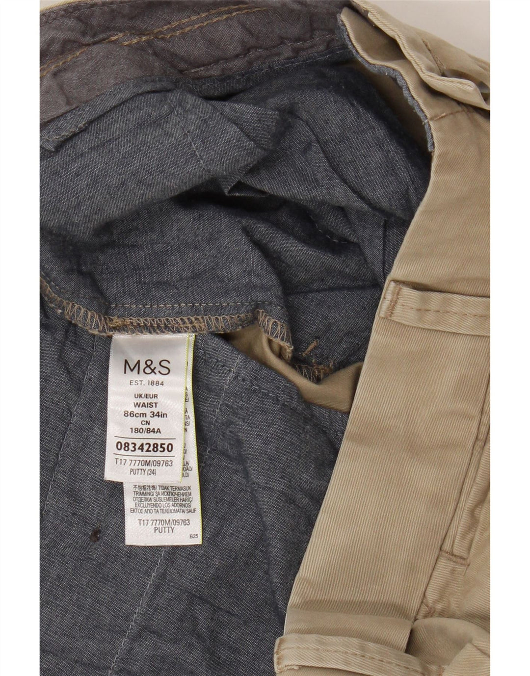 Męskie spodenki Chino Marks & Spencer W34, duże, beżowe, bawełniane