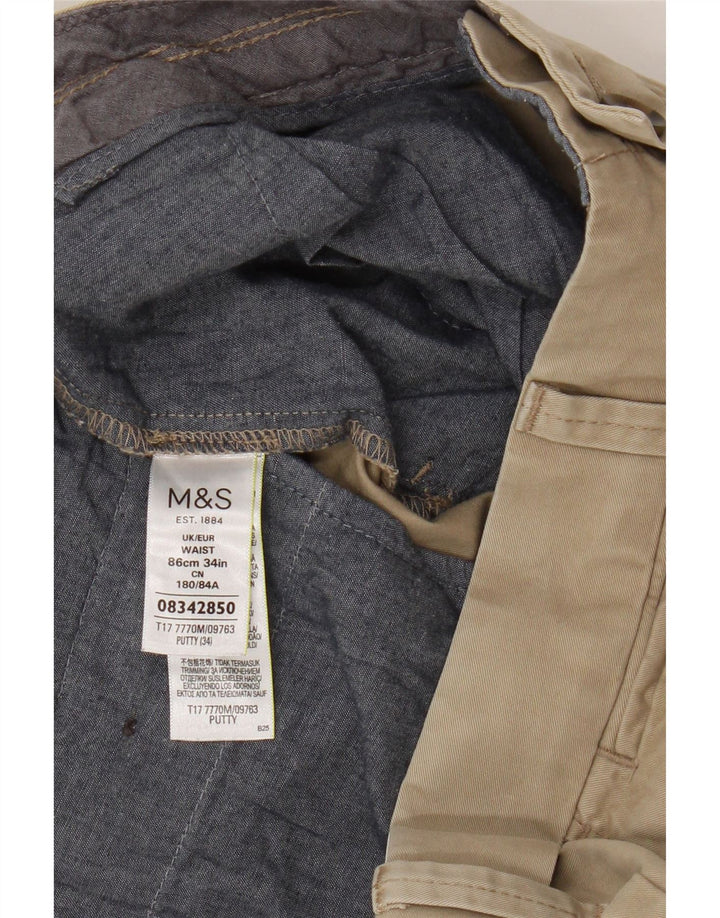 Męskie spodenki Chino Marks & Spencer W34, duże, beżowe, bawełniane
