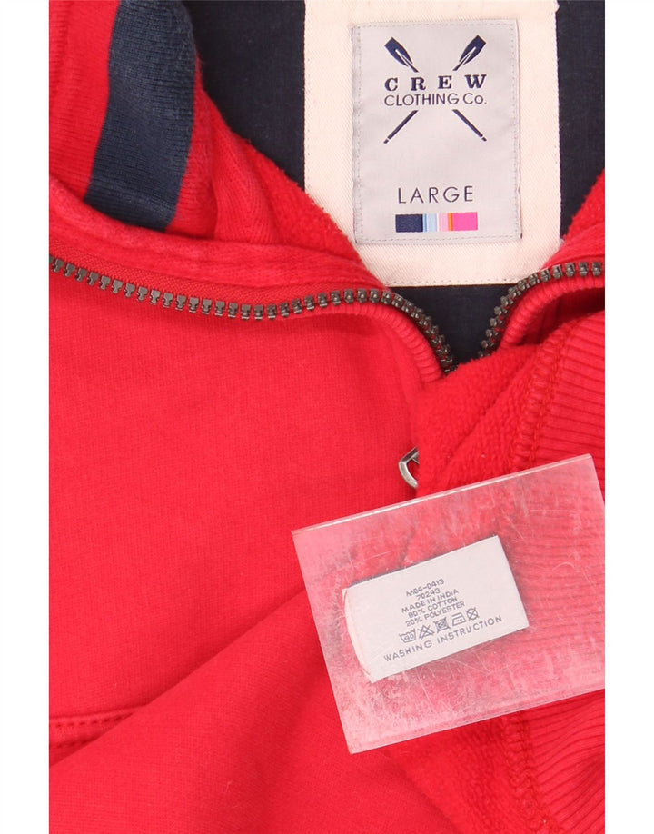 CREW CLOTHING Mens Zip Neck Sweatshirt Jumper Large Red Cotton