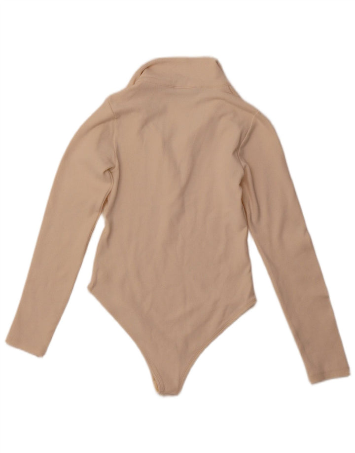 ZARA Womens Long Sleeve Bodysuit UK 8 Small Beige