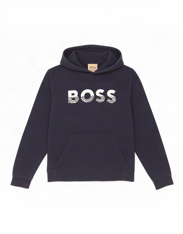 Chłopięcy sweter z kapturem i grafiką Hugo Boss 8-9 lat, granatowy, bawełniany