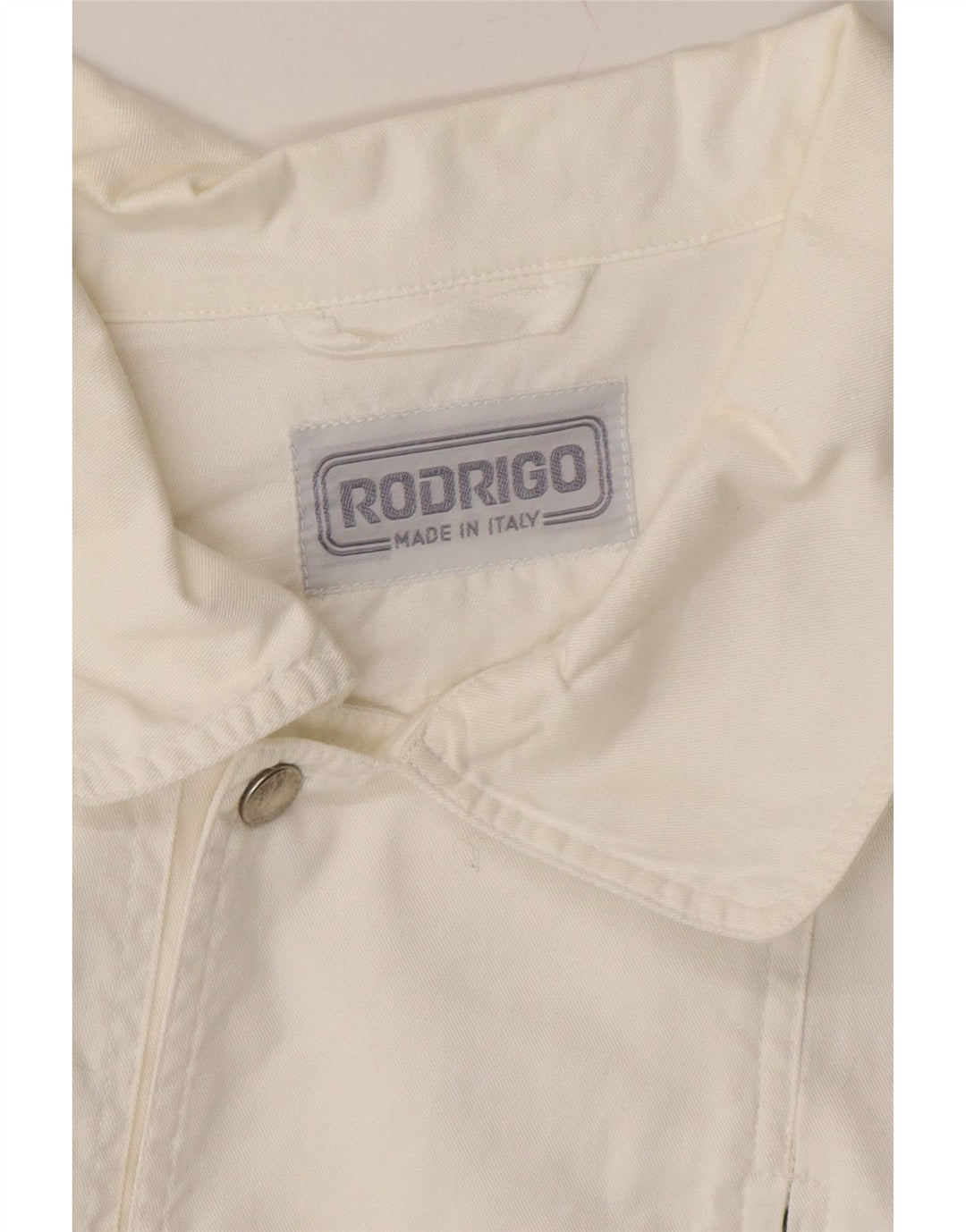 RODRIGO Mens Denim Jacket UK 36 Small White Cotton Vintage Rodrigo and Second-Hand Rodrigo from Messina Hembry 