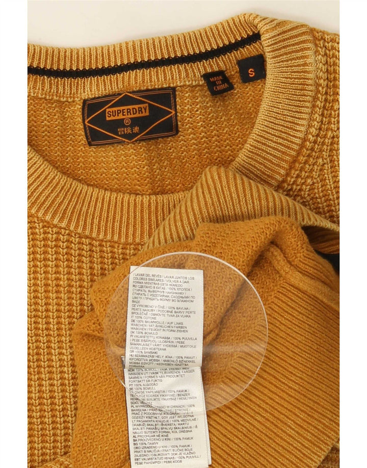 Męski sweter z okrągłym dekoltem Superdry, mały, żółty, bawełniany