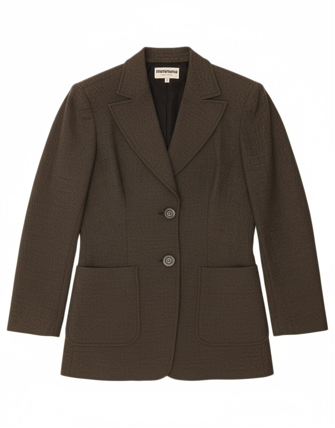 MIMMINA Womens 2 Button Blazer Jacket IT 42 Medium Brown Virgin Wool