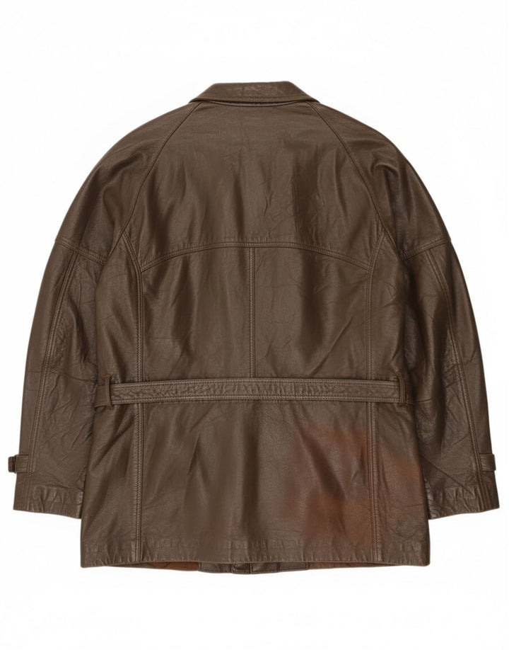 Vintage męska kurtka skórzana IT 52 XL brązowa skóra