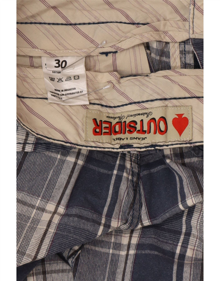 Męskie spodenki chino Outsider W30, bawełna w średnią niebieską kratkę