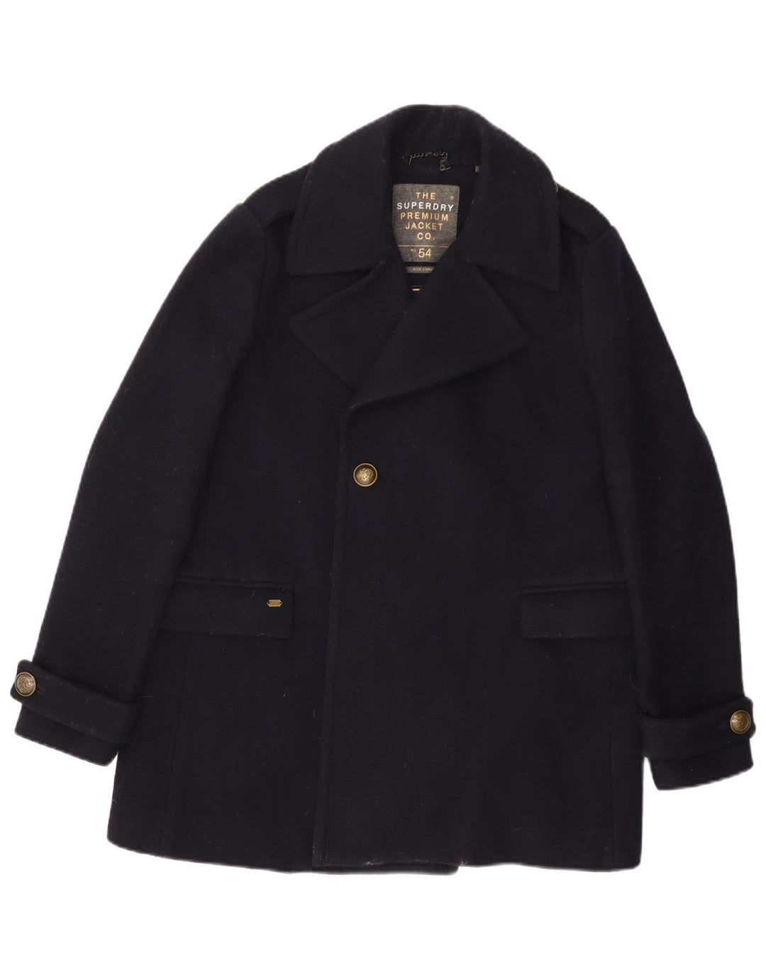 Płaszcz męski Superdry Pea Coat UK 40, duży, granatowy, wełniany
