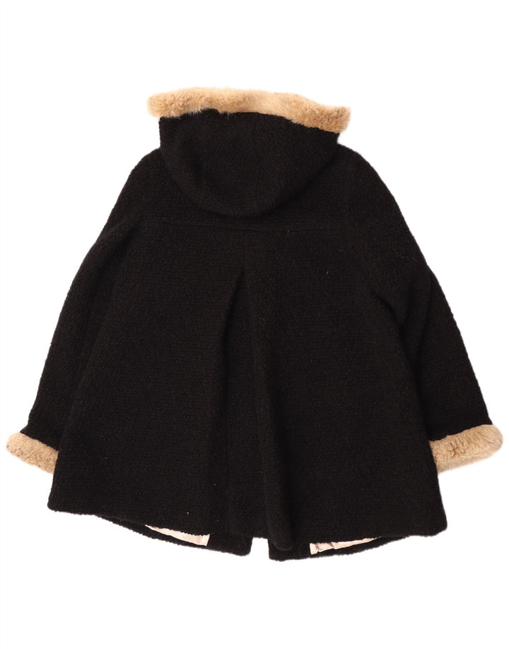 Damski płaszcz z kapturem Monsoon UK 16, duży, czarny, wełniany