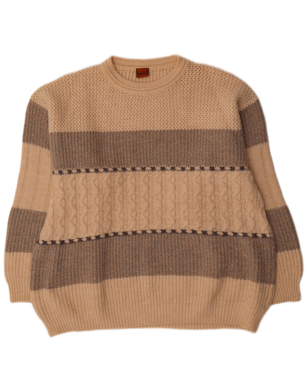 Vintage męski sweter z dekoltem w łódkę XL w kolorze beżowym