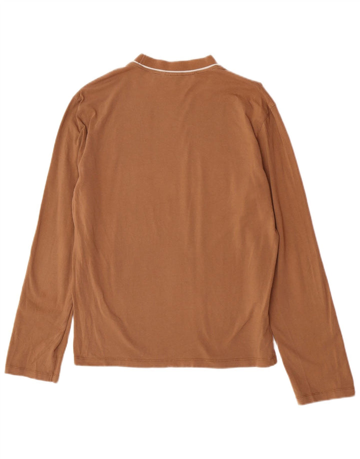 Męski top z grafiką Trussardi Jeans z długim rękawem, średniobrązowy, bawełniany