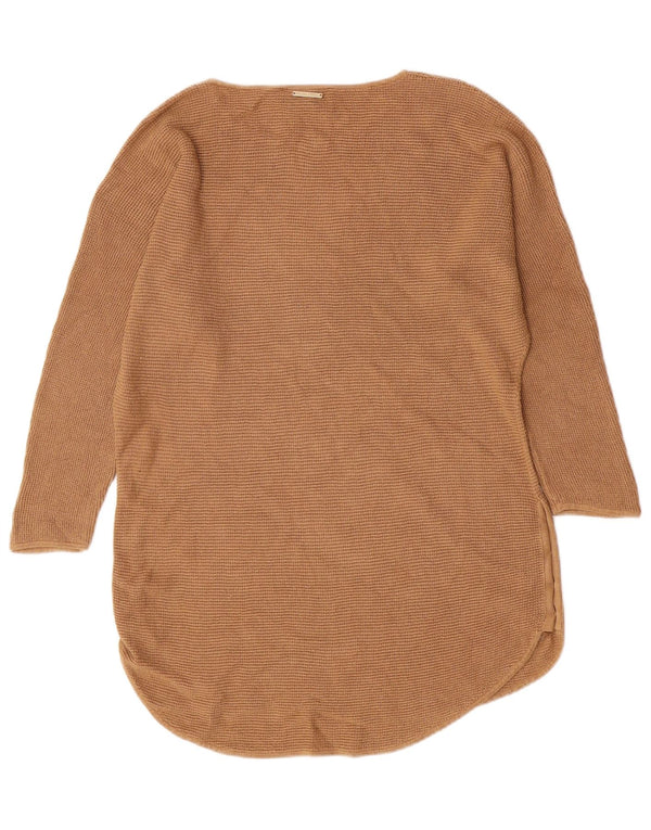 Michael Kors Womens Boat Neck Jumper Sweater UK 14 Medium Beige