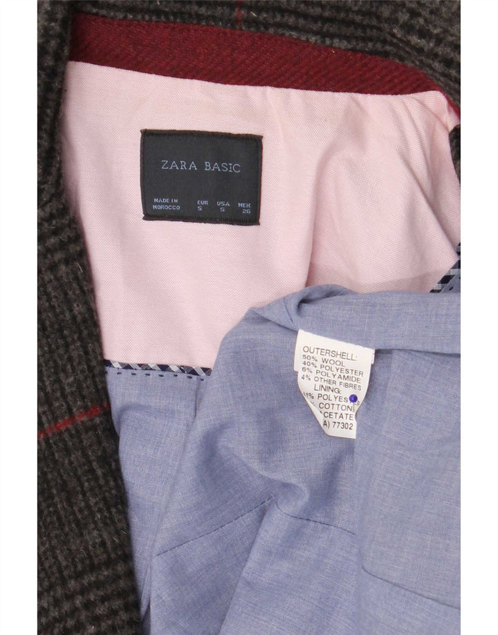 Zara damska marynarka zapinana na 1 guzik UK 10, mała, szara wełna w pepitkę