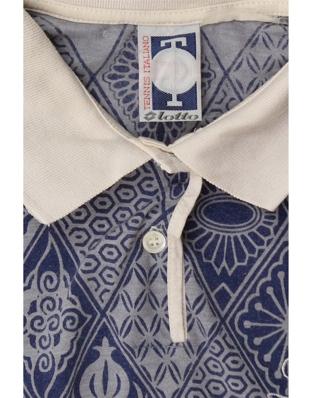 Damska koszulka polo bez rękawów LOTTO UK 12, średnio niebieska, geometryczna