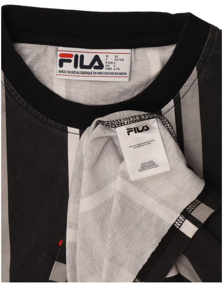 T-shirt męski Fila, duży, bawełniany w szare paski