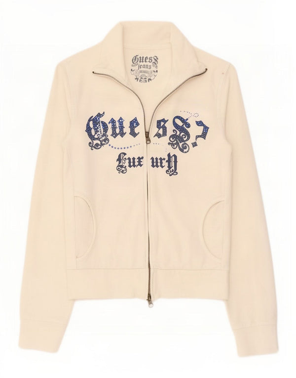 Damska kurtka dresowa Guess Graphic UK 10, mała, biała, bawełniana