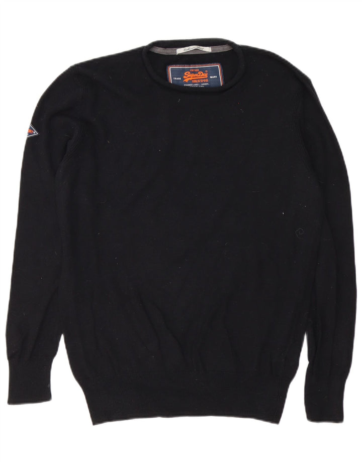 Męski sweter z okrągłym dekoltem Superdry, mały, czarny, bawełniany