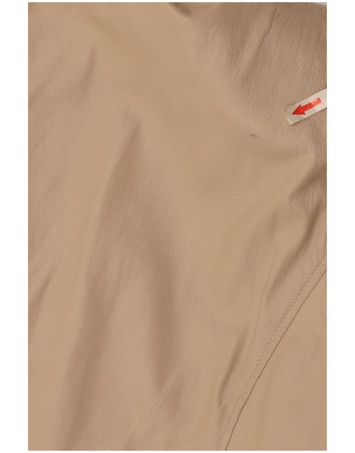 Kurtka skórzana damska vintage UK 18 XL Beżowa skóra