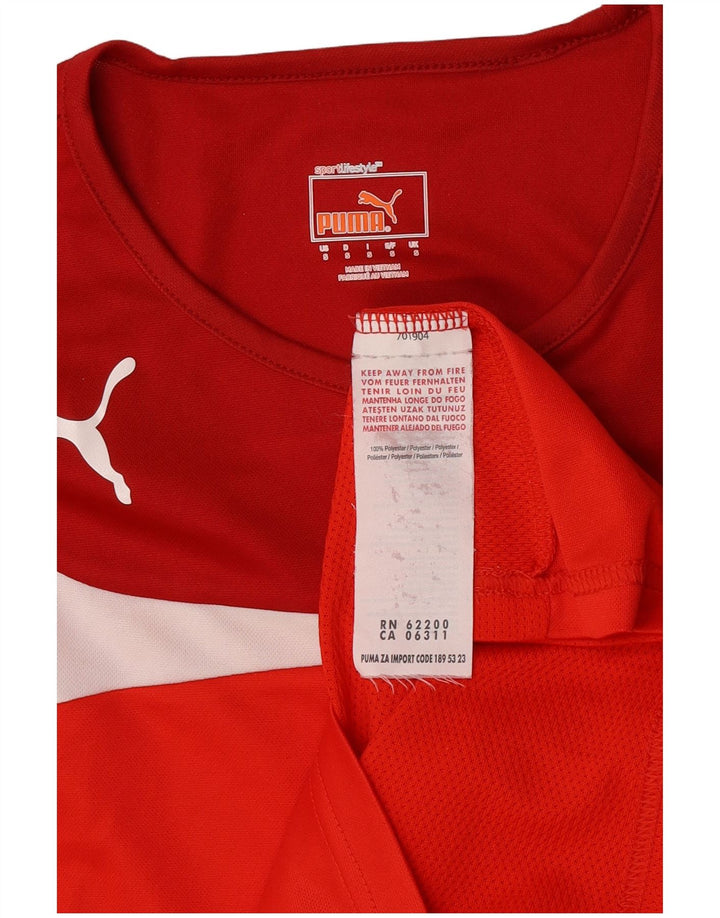 Męska koszulka Puma Top, mała, czerwona, poliestrowa z blokami kolorów