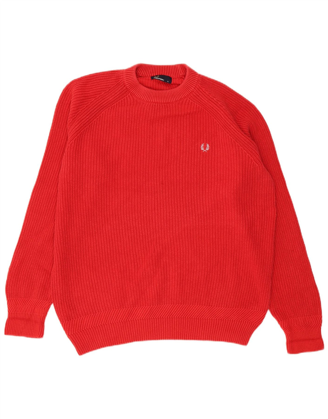Męski sweter z okrągłym dekoltem Fred Perry XL, czerwony, bawełniany