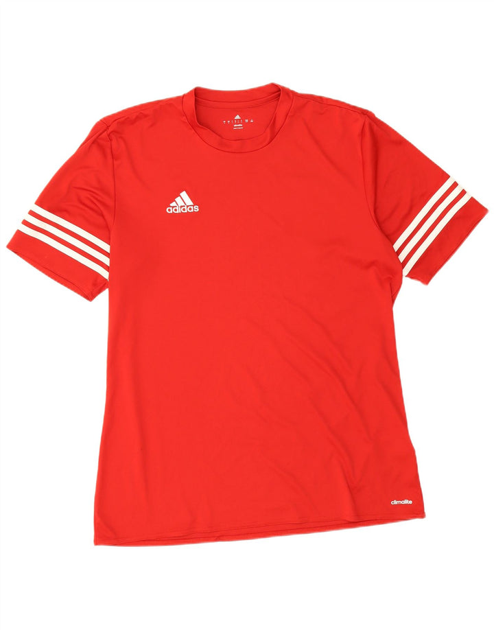 Adidas Męska koszulka Climalite Top, duża, czerwona, poliestrowa