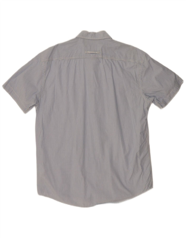 CAMEL ACTIVE Mens Regular Fit Short Sleeve Shirt Large Blue Striped Cotton