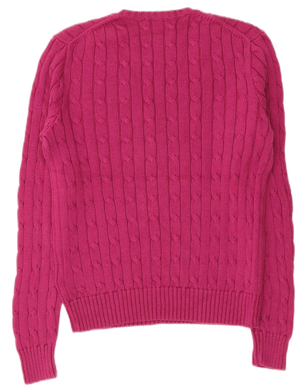 Sweter damski Polo Ralph Lauren z dekoltem w kształcie litery V, UK 12, średni różowy bawełniany