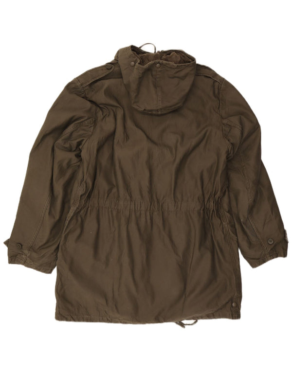 Vintage męska kurtka parka z kapturem Sherpa UK 38 Medium Khaki Army